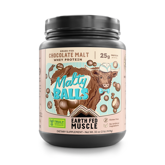 SEASONAL FLAVOR: Malty Balls Chocolate Malt Grass Fed Whey Protein